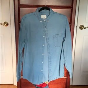 Men’s light denim button down shirt